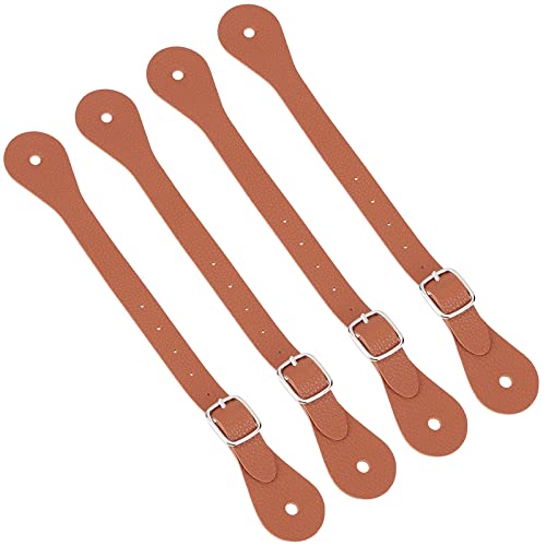 GORGECRAFT 4 Correas de Piel para Espuelas, Correa Ajustable para Botas, Hombre Occidental, Mujer, Correas de Espuelas de Piel de Una Sola Capa con Cierre de Aleación de Zinc, Chocolate