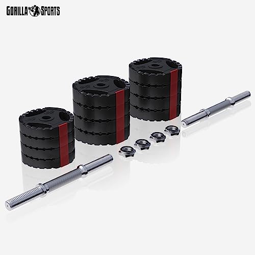 GORILLA SPORTS ® - Juego de mancuernas de triple agarre vinilo 30 kg Diámetro 30/31 mm