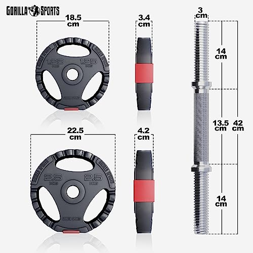 GORILLA SPORTS ® - Juego de mancuernas de triple agarre vinilo 30 kg Diámetro 30/31 mm