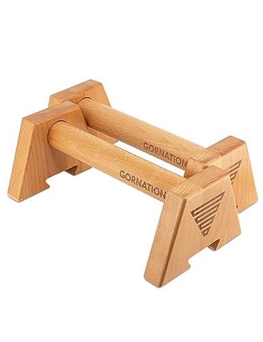 GORNATION® Paralelas de Madera Extended | Ligeras y de madera maciza, entrenamiento de calistenia y fitness | Barra de flexiones, Parallettes