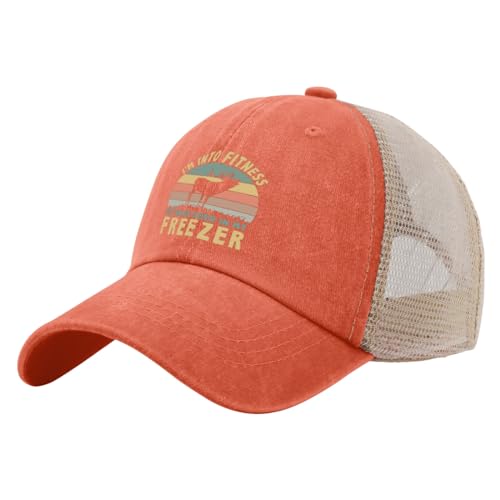 Gorras de béisbol I'm into Fitness Fit'ness whcle Deer in My Freezer Trucker Sombreros para hombres Gráfico Nylon Mesh Snapbacks, Saffron02, talla única