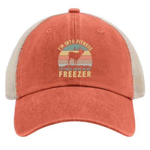 Gorras de béisbol I'm into Fitness Fit'ness whcle Deer in My Freezer Trucker Sombreros para hombres Gráfico Nylon Mesh Snapbacks, Saffron02, talla única