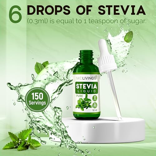 Gotas líquidas de estevia pura 50 ml - Estevia pura, sin potenciador de sabor - incluye botella con gotero