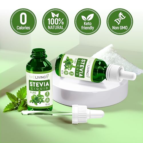 Gotas líquidas de estevia pura 50 ml - Estevia pura, sin potenciador de sabor - incluye botella con gotero