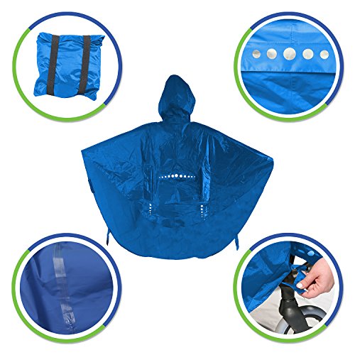 GOTITA – Poncho impermeable para silla de ruedas – Chubasquero Universal – Capa de lluvia para silla de ruedas fácil de usar. Poncho de diseño italiano (Azul Claro)