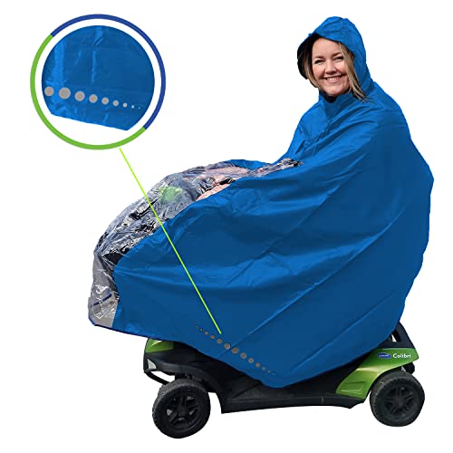 GOTITA - Poncho impermeable para silla de ruedas eléctrica/scooter - chubasquero para silla de ruedas eléctrica - diseño italiano - Talla Eléctrica/Scooter L (Azul Claro)