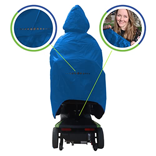 GOTITA - Poncho impermeable para silla de ruedas eléctrica/scooter - chubasquero para silla de ruedas eléctrica - diseño italiano - Talla Eléctrica/Scooter L (Azul Claro)