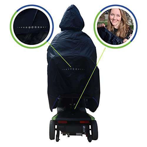 GOTITA - Poncho impermeable para silla de ruedas eléctrica/scooter - chubasquero para silla de ruedas eléctrica - diseño italiano - Talla Eléctrica/Scooter L (Azul Marino)