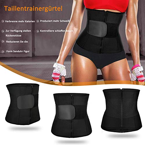 Gotoly Faja Reductora Mujer Abdomen para Deporte Fitness Entrenador de Cintura Cinturón Lumbar Reductor Waist Trainer Body Shaper Corset Deportivo para Gimnasio (S, Negro)