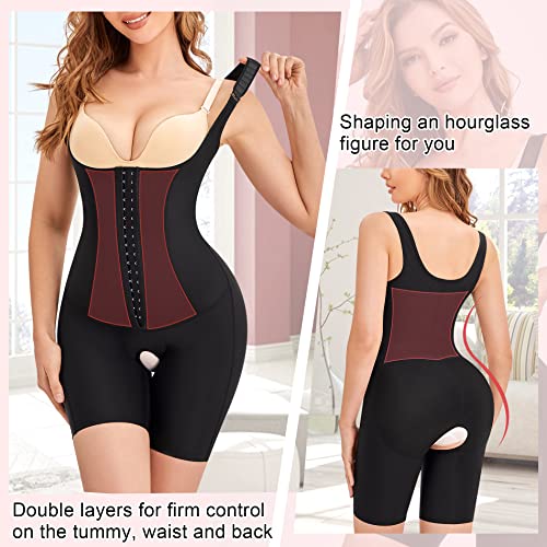 Gotoly Fajas Reductoras Mujer Abdomen Body Reductor Bodies Moldeadores Control de Barriga Levanta Glúteos Fajas Colombianas Shapewear Bodysuit (M, Negro)