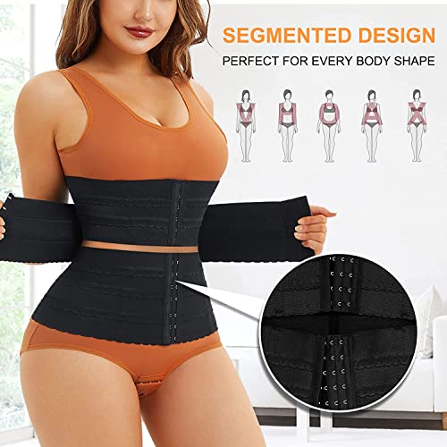 Gotoly Fajas Reductoras Mujer Abdomen Waist Trainer Corset Reductor Entrenador de Cintura Faja Moldeadora Corsé Control de Barriga (S, Negro)