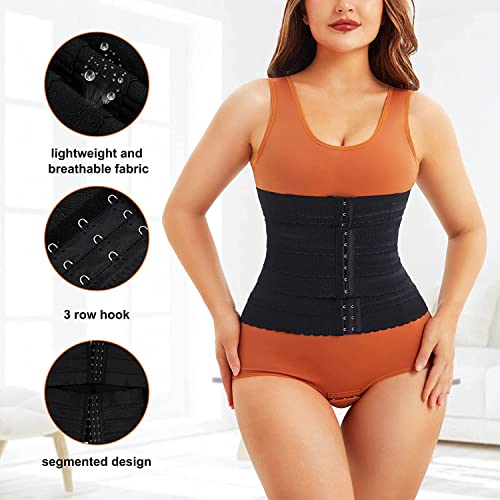 Gotoly Fajas Reductoras Mujer Abdomen Waist Trainer Corset Reductor Entrenador de Cintura Faja Moldeadora Corsé Control de Barriga (S, Negro)