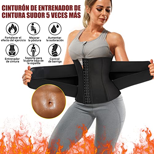 Gotoly Fajas Reductoras Mujer para Deporte Faja Neopreno para Sudar Sweat Waist Trainer Faja Lumbar Deportiva Deporte Fitness Cintura Entrenador de Sudoración Efecto Sauna (Medium, Negro)