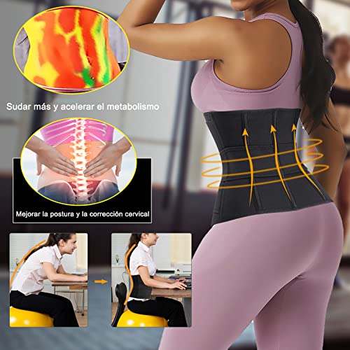 Gotoly Fajas Reductoras Mujer para Deporte Faja Neopreno para Sudar Sweat Waist Trainer Faja Lumbar Deportiva Deporte Fitness Cintura Entrenador de Sudoración Efecto Sauna (Medium, Negro)