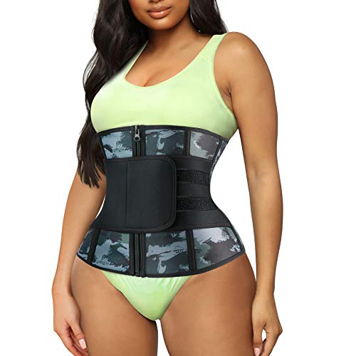 Gotoly Mujer Fajas Reductoras de Fitness para Gimnasio Corset Reductor Sweat Waist Trainer Faja Lumbar Deporte Fitness Cintura Entrenador de Sudoración Faja Neopreno para Sudar (Camo, Medium)