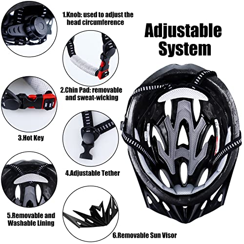 GOXIFACA Casco Bicicleta Adulto con Visera Extraíble Forro Lavable Cascos Bicicleta Montaña Ajustable para Adultos Que Montan en Montañas y Carretera (Tamaño de la Cabeza 58-62cm)