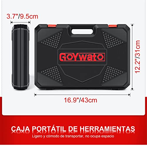 GoYwato Caja Herramientas Completa 287-Piezas - Juego Herramientas Completa Maletin Herramientas Caja Herramientas Portátil con Llave Ajustable Alicates de Bomba de Agua Pelacables Para Hogar o Garaje