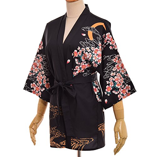 GRACEART Japonés Sakura Yukata Haori Bata de Baño Cubrir Arriba Bata de Noche