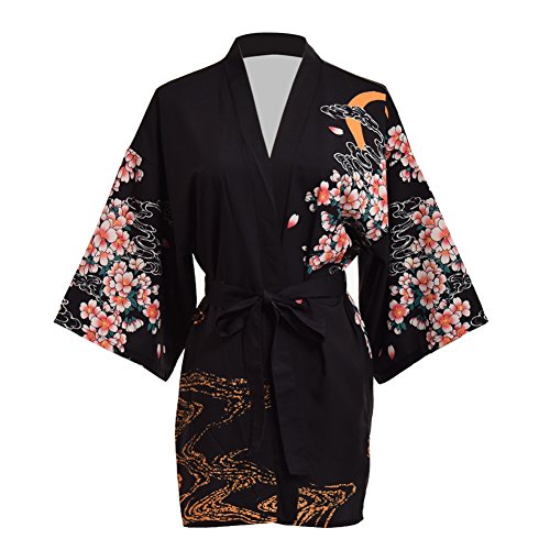 GRACEART Japonés Sakura Yukata Haori Bata de Baño Cubrir Arriba Bata de Noche