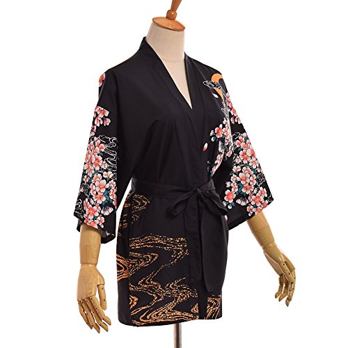 GRACEART Japonés Sakura Yukata Haori Bata de Baño Cubrir Arriba Bata de Noche