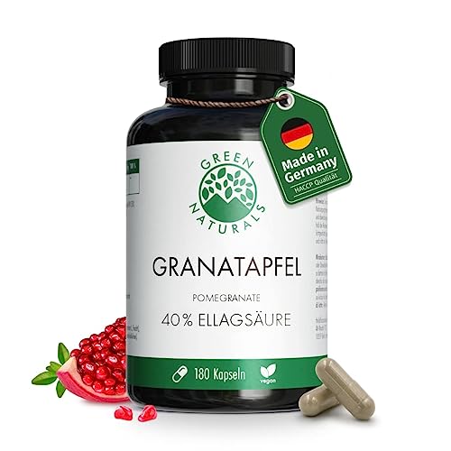 Granada (180 cápsulas de 600mg) - Extracto de Granada - Producción alemana - 100% Vegano y sin aditivos - dura 6 mes