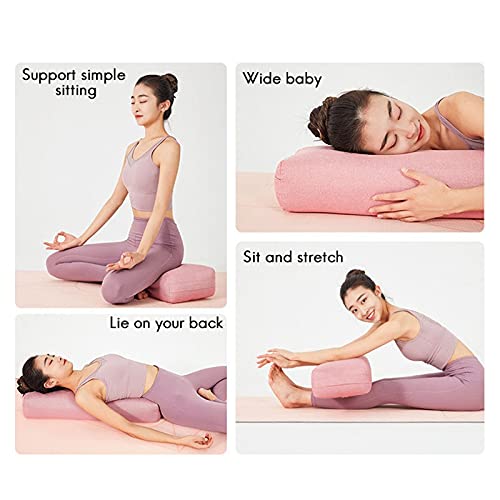 Graootoly Almohada de yoga suave lavable de poliéster rectangular portátil para yoga, almohada para dormir, suministros de fitness, rosa