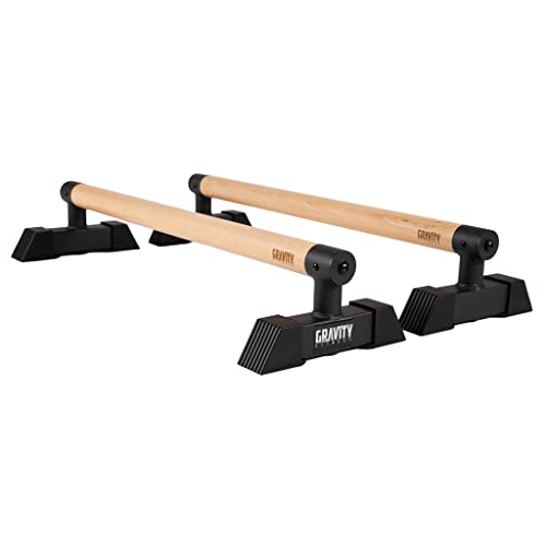 Gravity Fitness Paralletes, híbrido de madera y acero para gimnasia inspiran barras p para calistenia, equilibrio de manos, calidad comercial, pero adecuado para el hogar nosotros