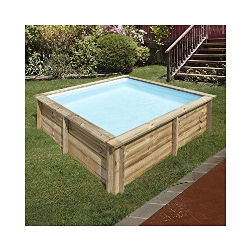 Gre 790000 790000-Piscina de madera cuadrada SUNBAY 225 x 225 x 68 cm, con filtro de arena 2 m3/h cartucho