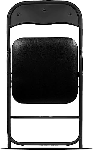 GREAT AIGOO Silla Plegable, Silla Comedor, Silla Plegable de Metal y PVC, Asiento Acolchado con Estructura Metálica, Ideal para Despacho, Cocina, Salón, Terraza (Pack de 1 Unidad, Black)