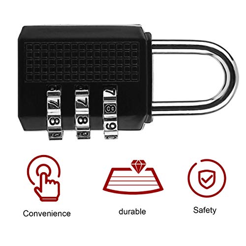 Greatangle Mini cerradura antirrobo Aleación de zinc Seguridad 3 Combinación Código multifuncional Cerradura Maleta de viaje Equipaje Armario Candado negro y plata