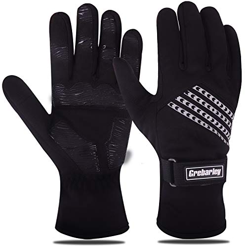 Grebarley Guantes de Ciclismo, Guantes de MTB Antideslizantes con Almohadilla Que Absorbe los Golpes, Guantes Cálidos de Invierno Impermeables y A Prueba de Viento