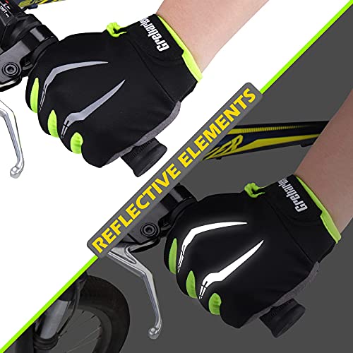 Grebarley Guantes de Ciclismo,Guantes MTB,Antideslizante Pantalla Táctil Tela Transpirable Adecuado para Ciclismo de Montaña Todo el Vehículo de Terreno (Versión Mejorada Verde, L)