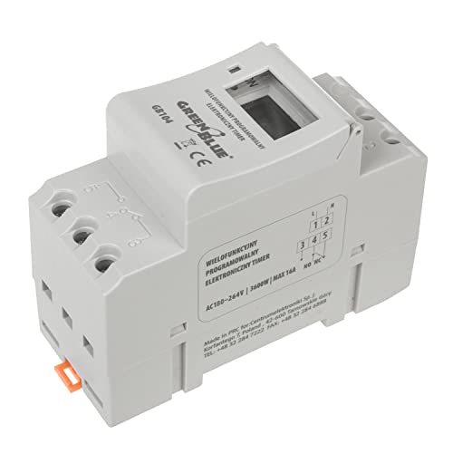 GreenBlue GB104 - Programador eléctrico Digital Diario semanal Tipo Carril DIN 16A 250V 240 programas (1)