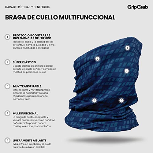 GripGrab Braga de Cuello Ciclismo Running Deporte 8 Colores Tubular Bandana Pañuelo Cabeza Verano Hombre Mujer Calentadores Babeza, Adultos Unisex, Azul Navy, Talla Única