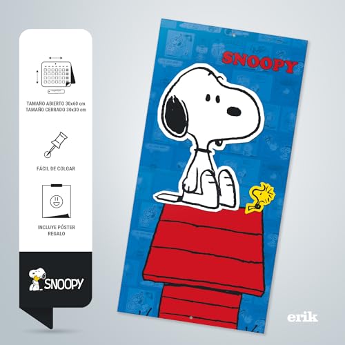 Grupo Erik Calendario 2024 pared Snoopy - Calendario pared 2024 - Planificador mensual 30x30 cm | Calendario Snoopy 2024