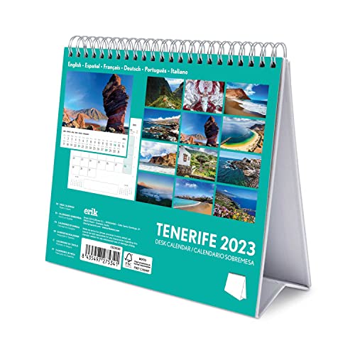 Grupo Erik, Calendario escritorio Deluxe Tenerife 2023, Calendario 2023 sobremesa con certificado FSC, Calendario Tenerife 2023, Calendario anual, CS23030, Calendario escritorio