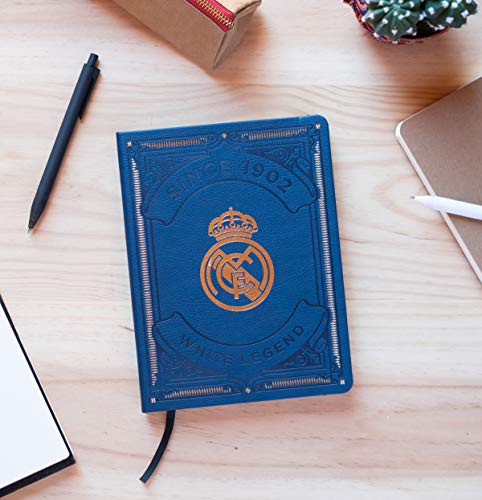 Grupo Erik Cuaderno Real Madrid - Cuaderno punteado - Cuaderno tapa durada forrado en PU │ Cuaderno de notas, cuaderno recetas, cuaderno viaje, bullet journal... - Libreta A5 / Bloc A5