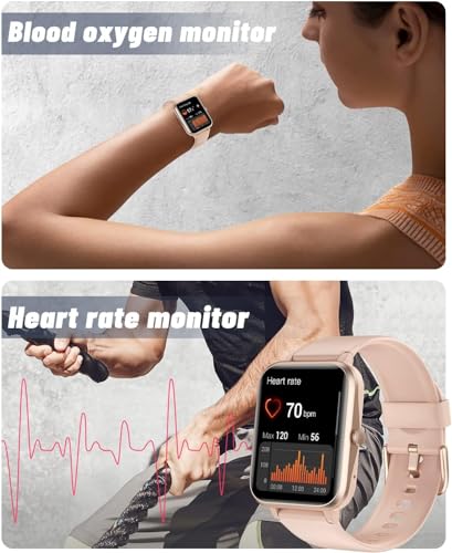 GRV Smartwatch, Pulsera Actividad Inteligente IP68 Impermeable Reloj Inteligente Mujer Hombre con Pulsómetro Monitor de Sueño Podómetro Notificación de Mensajes Reloj Deportivo (Rosa)