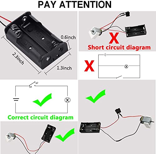 GTIWUNG Juego de Motor Eletrico Bricolaje, 8xDC Motor Mini 1,5-3V para Pilas AA, 8xInterruptores para Bricolaje Proyectos Científicos,8 x Soporte de batería de 3V 2AA, 8xhélices de eje,2 paletas