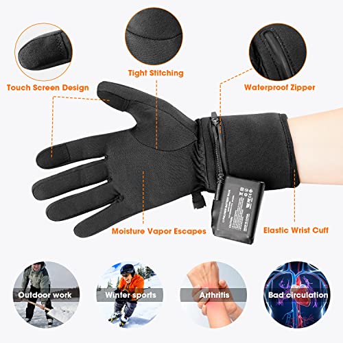 Guantes Calefactables Electrónicos para Hombre y Mujer, Guantes Calefactables Moto Invierno Térmicos de Artritis Batería Recargable Calentador de Mano para Esquí Motociclismo Pesca Senderismo Caza