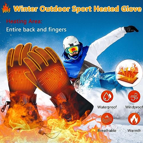 Guantes Calefactables, Guantes Calefactables Invierno para Exteriores 2*7,4 V 3200 mAh Baterías Calentadas Guantes para Hombres Mujeres Guantes Térmicos con 3 Ajustes de Calor Bicicleta Motorad Esquí