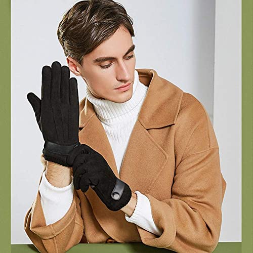 Guantes Cálidos Para Hombre Pantalla Táctil Térmicos de Ante Forro Polar Mitones Antideslizantes a Prueba de Invierno para actividades al aire libre Conducir Ciclismo Correr Camping (black)