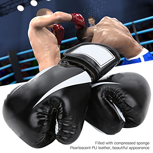 Guantes De Boxeo Para Adultos, Guantes De Ejercicio De Kickboxing Para Entrenamiento De Perforación De Esponja Suave Y Transpirable Guantes De Saco De Boxeo Negros Para Saco De Boxeo Sparring Muay Tha