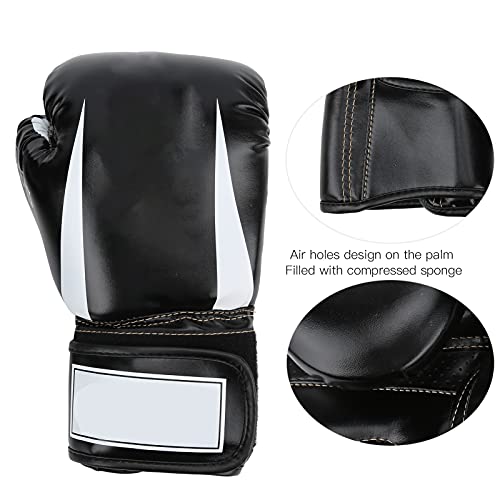 Guantes De Boxeo Para Adultos, Guantes De Ejercicio De Kickboxing Para Entrenamiento De Perforación De Esponja Suave Y Transpirable Guantes De Saco De Boxeo Negros Para Saco De Boxeo Sparring Muay Tha