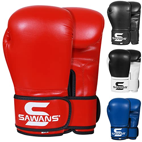 Guantes de Boxeo para Hombres, Mujeres, niños, Kickboxing, Artes Marciales, Artes Marciales, Saco de Boxeo Pesado, Guantes para Adultos, 4,6,8,10,12,14,16 g, Muay Thai Junior (4 onzas, Rojo)