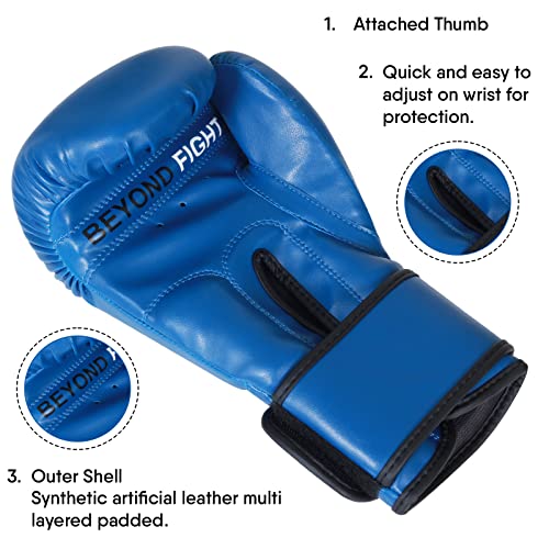 Guantes de Boxeo para Hombres y Mujeres, niños, Kickboxing, Artes Marciales, Artes Marciales, Sparring, Saco de Boxeo Pesado, Guantes para Adultos, 4,6,8, 10,12,14,16 g, Muay Thai (4 oz, Azul)