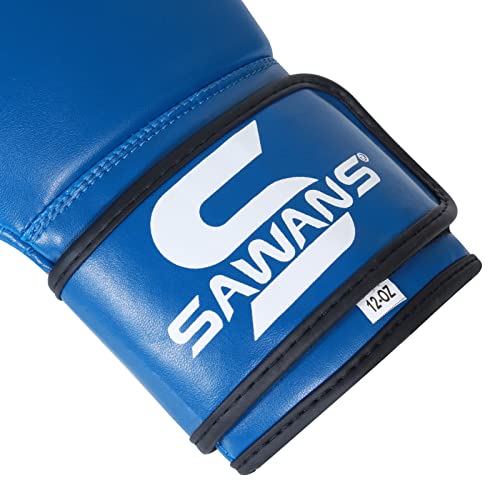 Guantes de Boxeo para Hombres y Mujeres, niños, Kickboxing, Artes Marciales, Artes Marciales, Sparring, Saco de Boxeo Pesado, Guantes para Adultos, 4,6,8, 10,12,14,16 g, Muay Thai (4 oz, Azul)