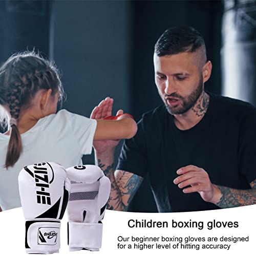 Guantes de Boxeo para niños - Guantes MMA absorbentes de Golpes,Guantes de Boxeo de Entrenamiento de 6 oz/8 oz para niñas y niños Que luchan contra el Equipo de Kickboxing Kirdume, Blanco