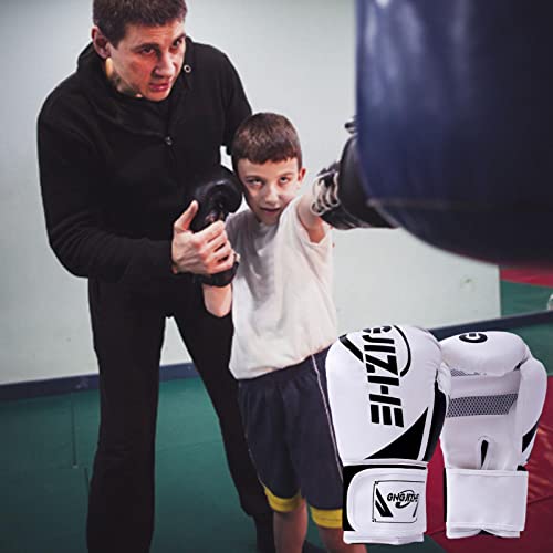 Guantes de Boxeo para niños - Guantes MMA absorbentes de Golpes,Guantes de Boxeo de Entrenamiento de 6 oz/8 oz para niñas y niños Que luchan contra el Equipo de Kickboxing Kirdume, Blanco