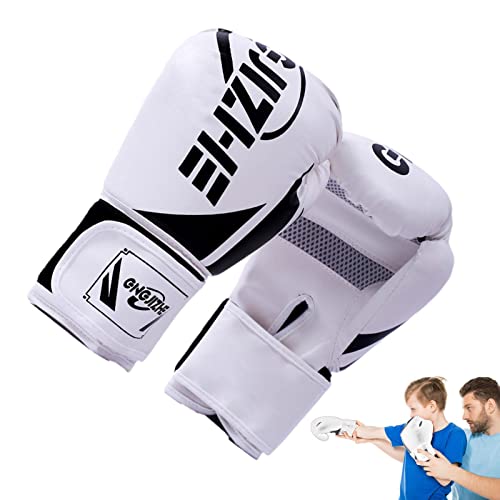 Guantes de Boxeo para niños - Guantes MMA absorbentes de Golpes,Guantes de Boxeo de Entrenamiento de 6 oz/8 oz para niñas y niños Que luchan contra el Equipo de Kickboxing Kirdume, Blanco